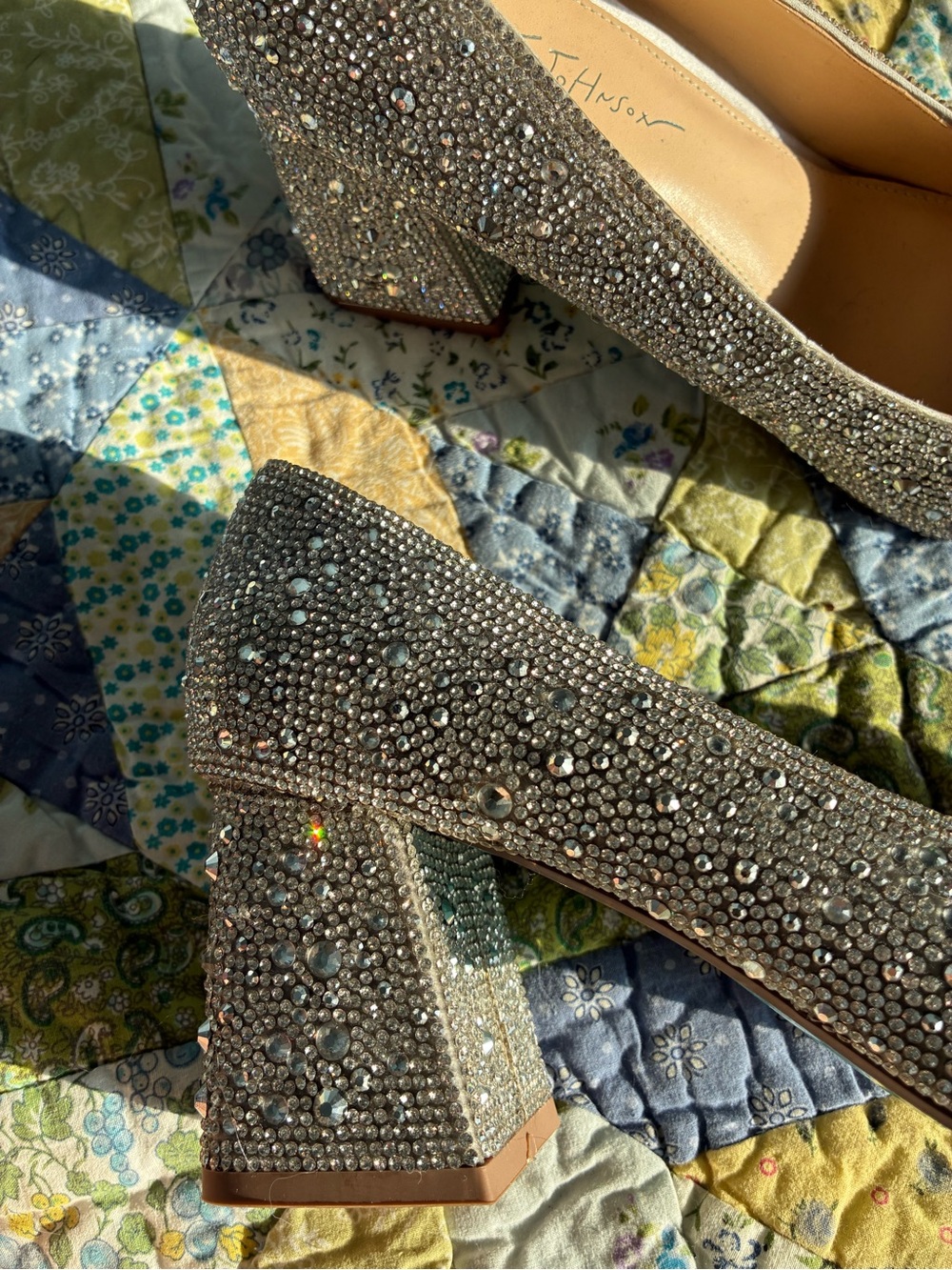 Betsey Johnson Bedazzled Silver Heels - Picture 5 of 9